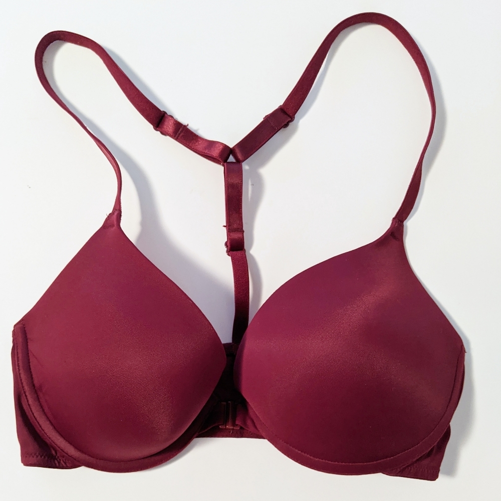 PINK Victoria's Secret  Burgundy Wear Everywhere Push Up Bra 32C
